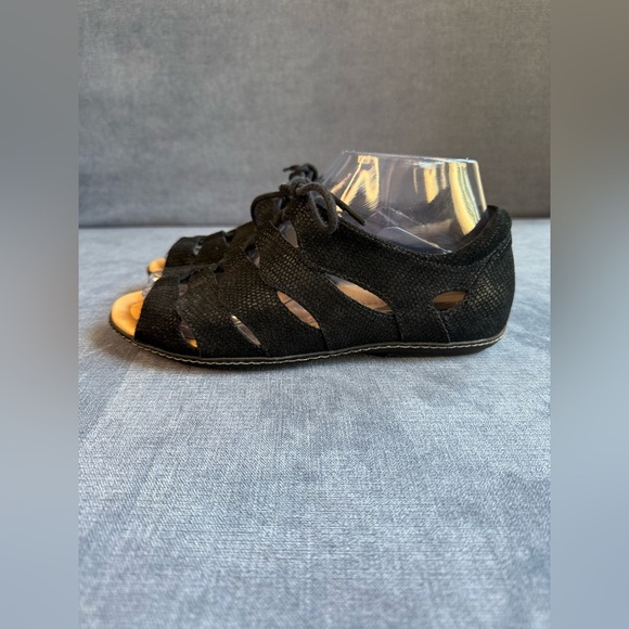 Earth Plover Sandals Shoes Woman’s SZ 7 Black Leather Lace Up Casual Comfort - Picture 4 of 10